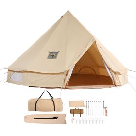 3-4 Person Canvas Bell Tent, 4-Seasons 3 m/9.8ft with Stove Jack 3-4 Person Canvas Bell Tent, 4-Seasons 3 m/9.8ft with Stove Jack